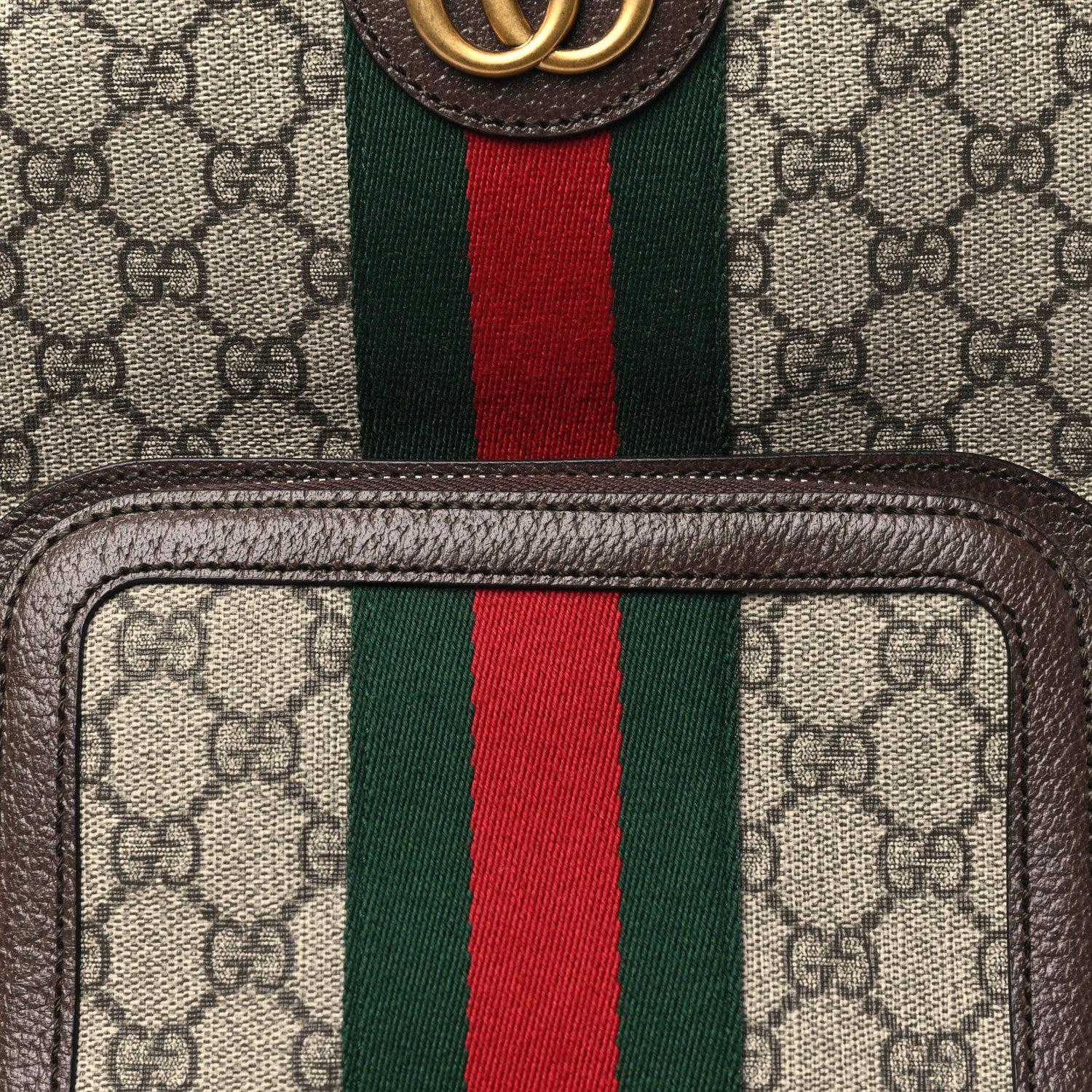 Gucci GG Supreme Monogram Calfskin Web Small Ophidia Day Backpack Beige Ebony New Acero 8 of 10