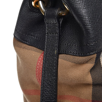 Burberry Grainy Calfskin House Check Medium Sycamore Hobo Black 13 of 14