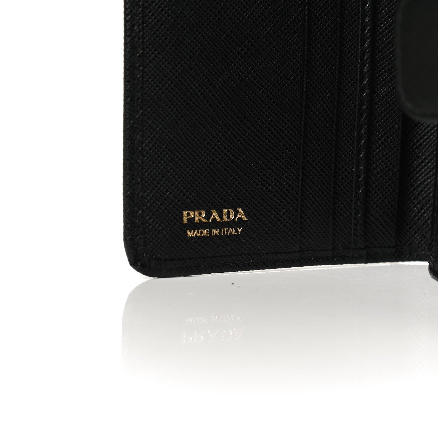 Prada Saffiano Metal Compact Wallet Black 7 of 10
