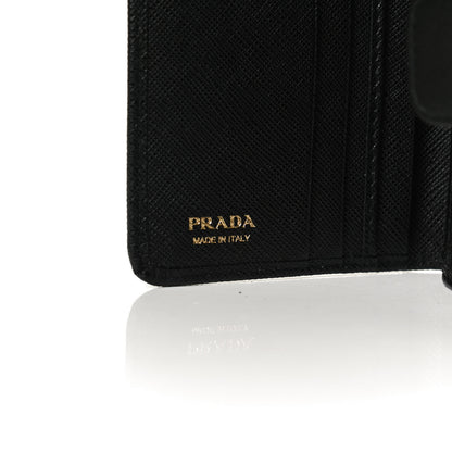 Prada Saffiano Metal Compact Wallet Black 7 of 10