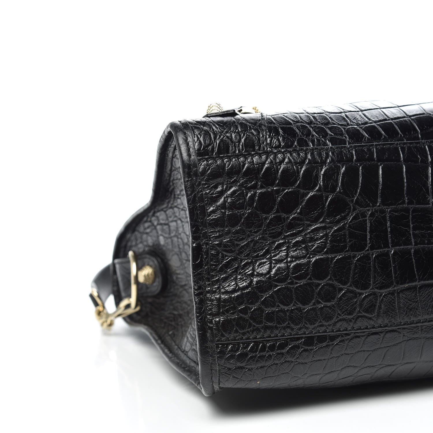 Balenciaga Calfskin Crocodile Embossed Giant 12 Gold Hardware City Black 5 of 10