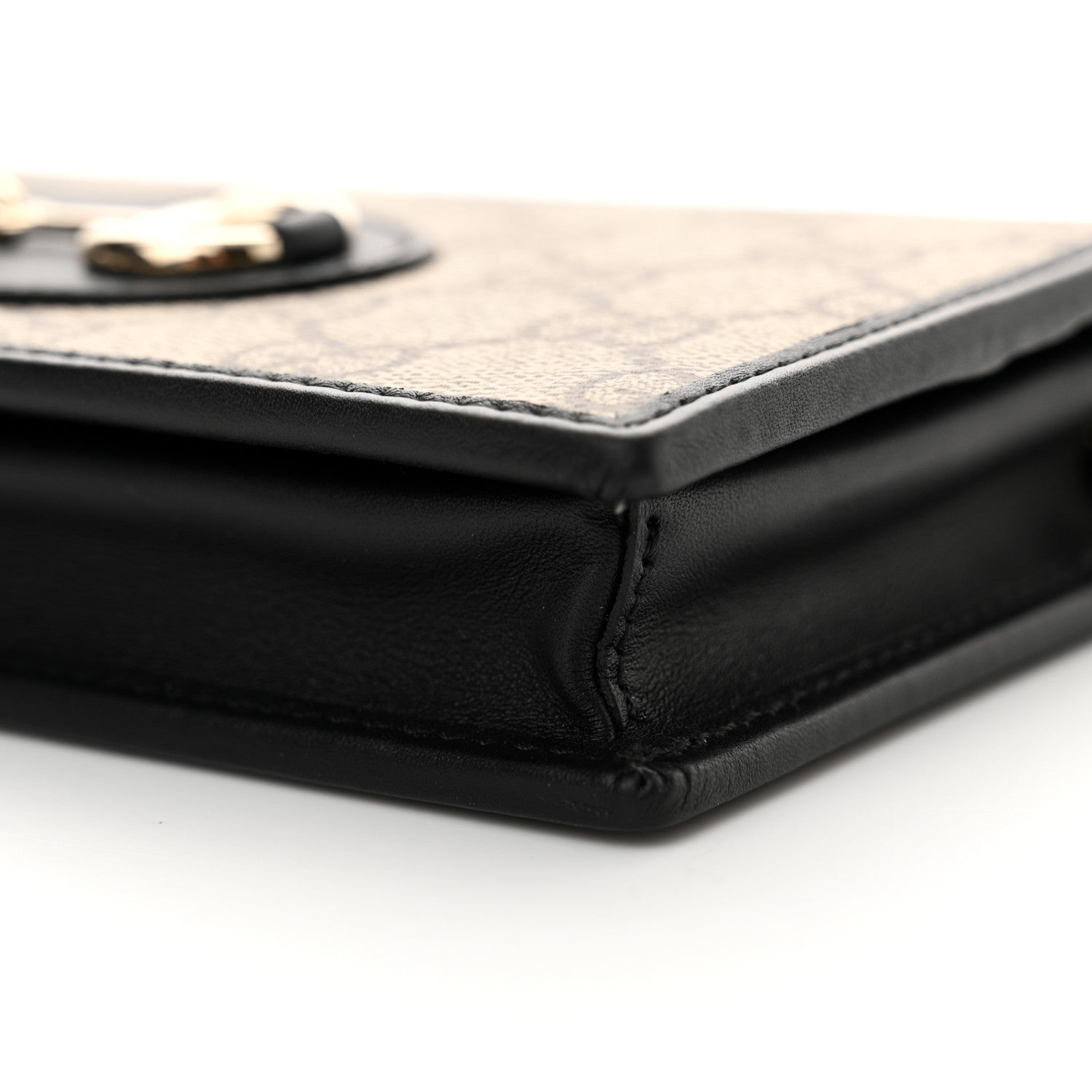 Gucci GG Supreme Monogram Azalea Calfskin Horsebit 1955 Wallet On Chain Beige Black 10 of 11