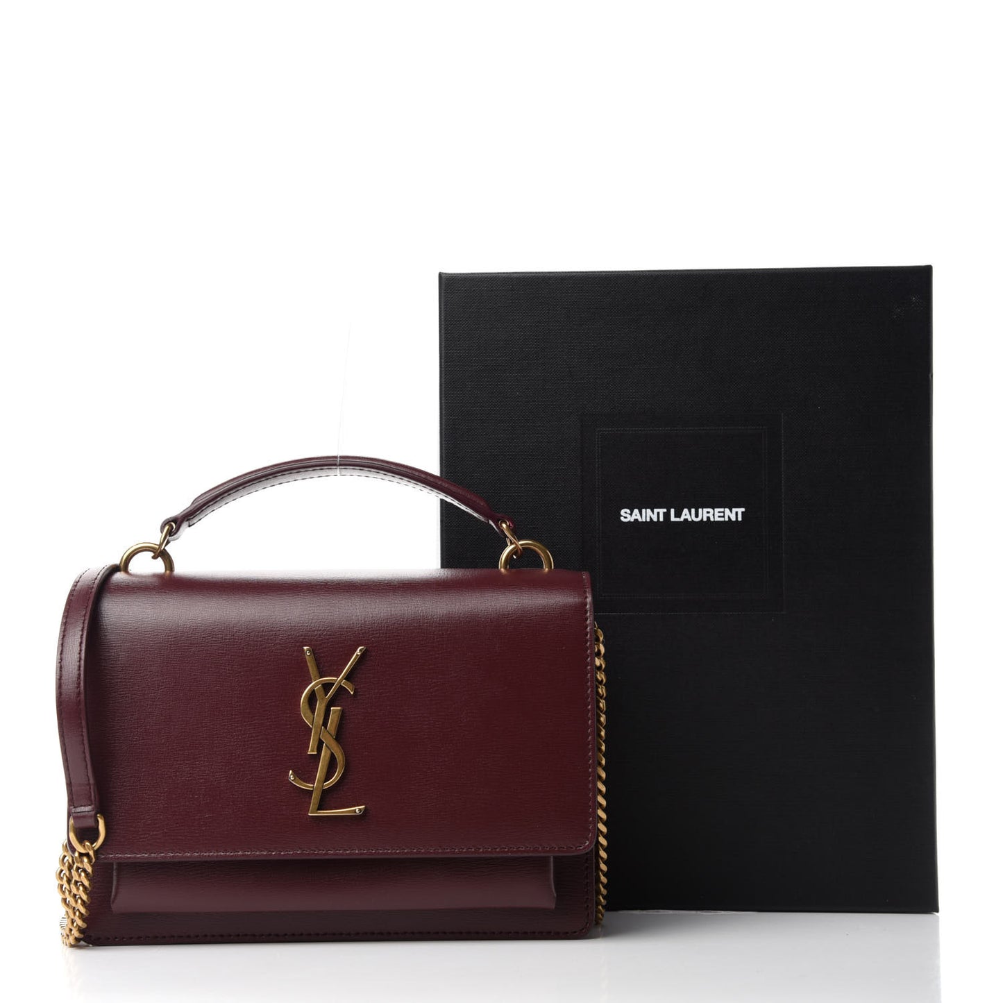 Calfskin Monogram Sunset Chain Wallet New Red