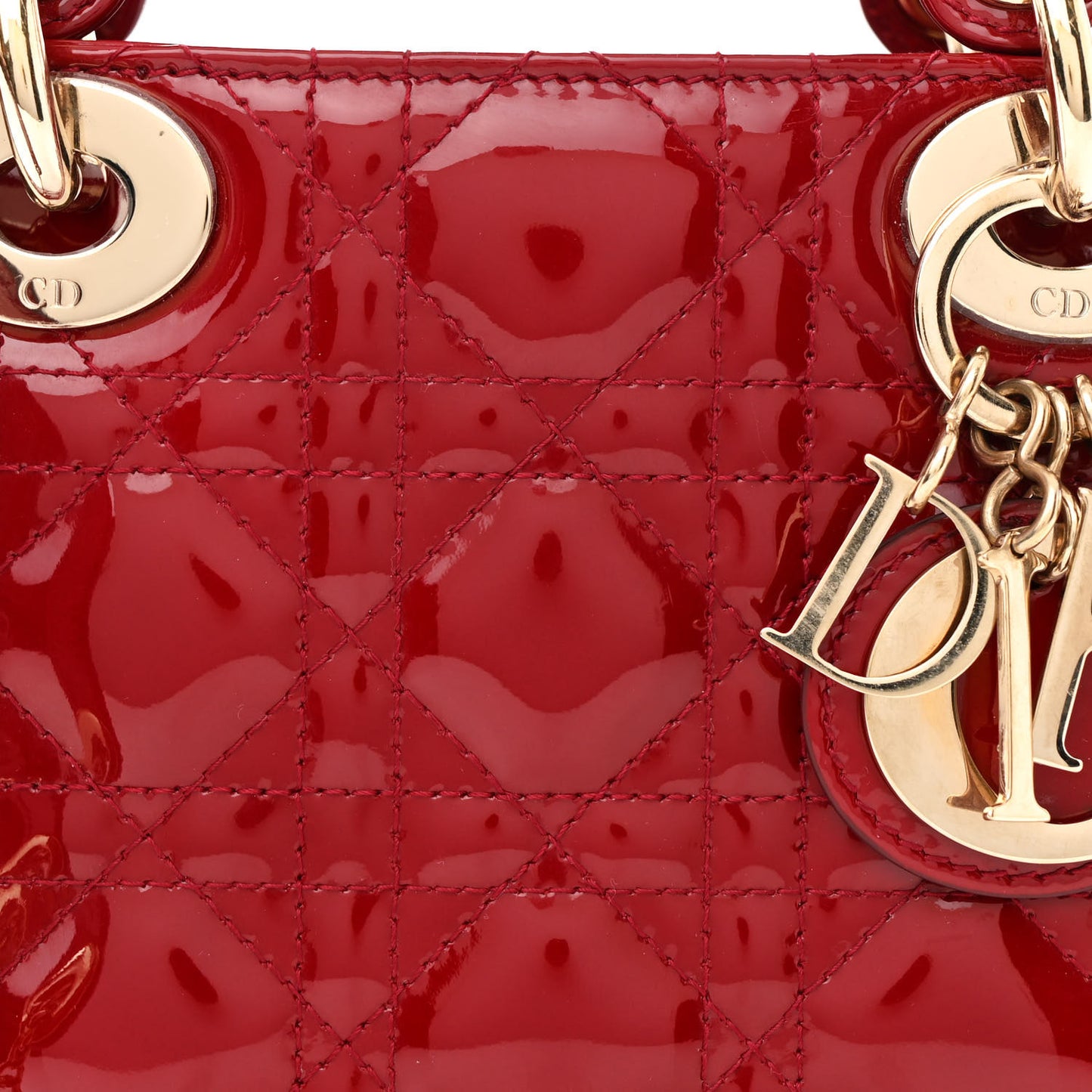 Patent Cannage Mini Lady Dior Red