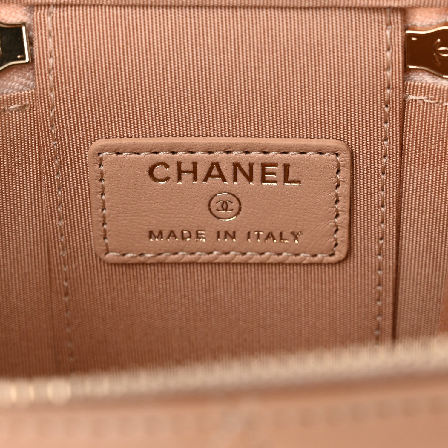 Chanel Lambskin Quilted Top Handle Mini Vanity Case With Chain Beige 6 of 10