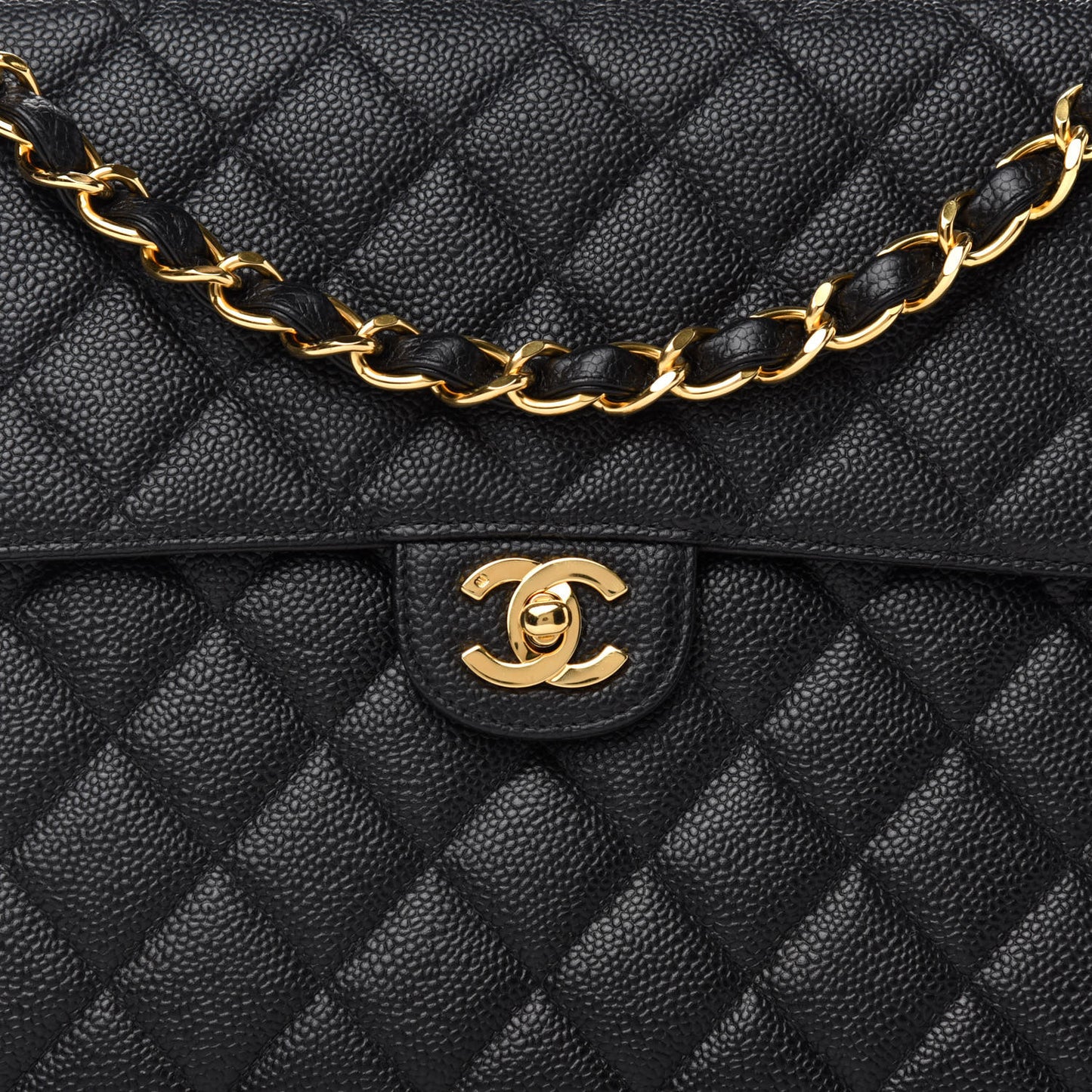 Caviar Quilted Jumbo Single Flap Black