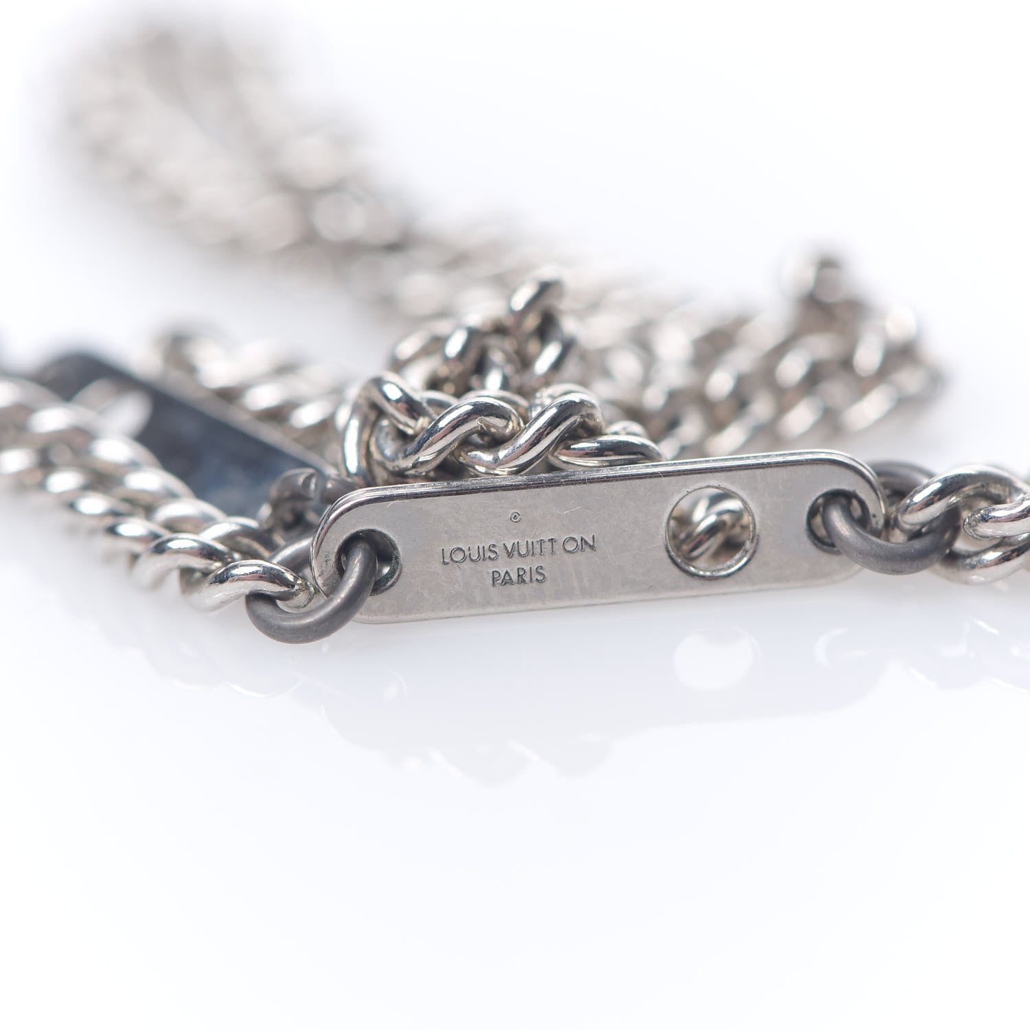 Louis Vuitton Monogram Eclipse Plate Necklace 6 of 9