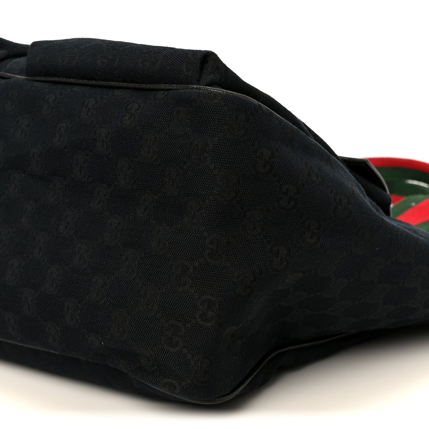 GG Monogram Medium Web Handle Double Pocket Tote Black