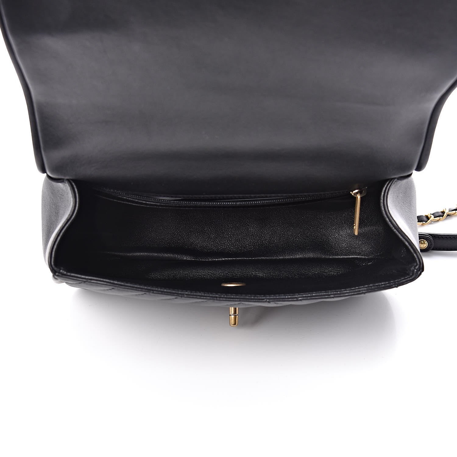 Chanel Lambskin Reverse Chevron Quilted Round Top Handle Flap Black 5 of 10