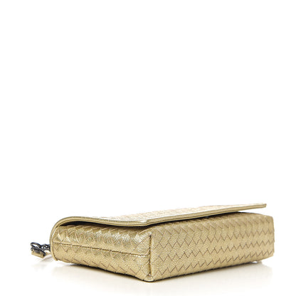 Bottega Veneta Metallic Goatskin Intrecciato Clutch Crossbody Gold 3 of 7