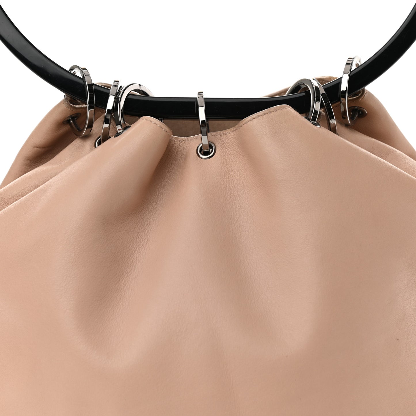 Calfskin Loop Bucket Tote Beige