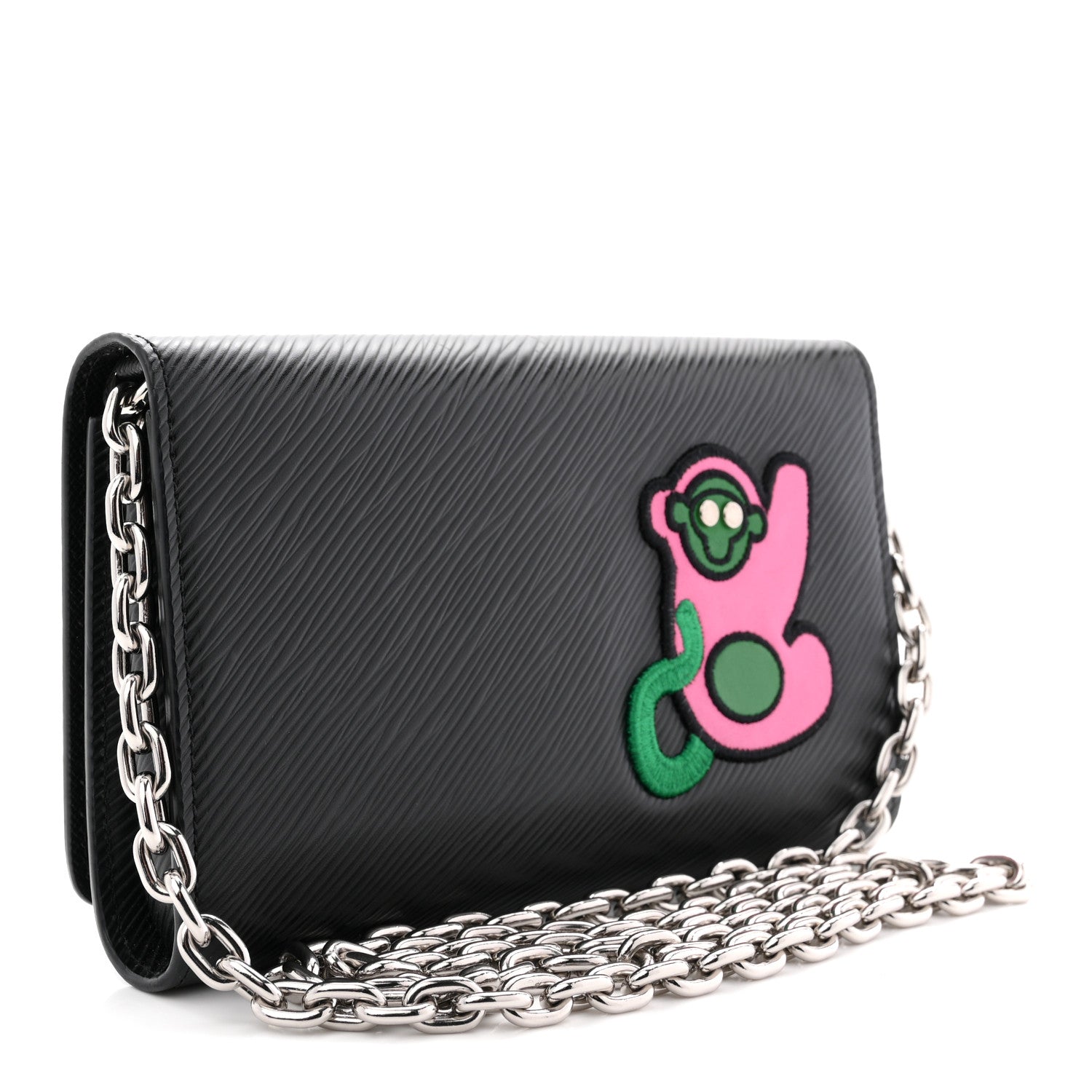 Louis Vuitton Epi LV Stories Twist Chain Wallet Black 3 of 10