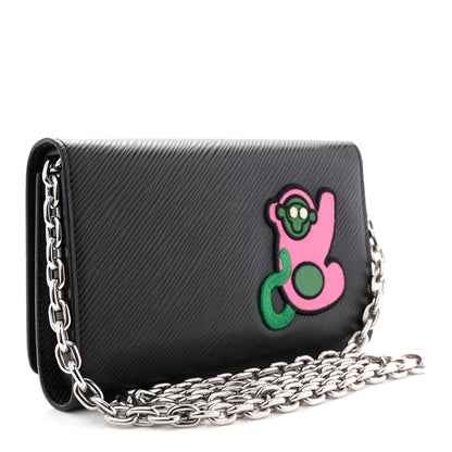 Louis Vuitton Epi LV Stories Twist Chain Wallet Black 3 of 10