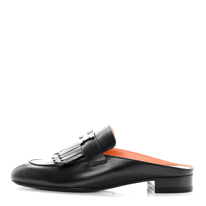 Hermes Goatskin Rivoli Mules 39 Black 1 of 11