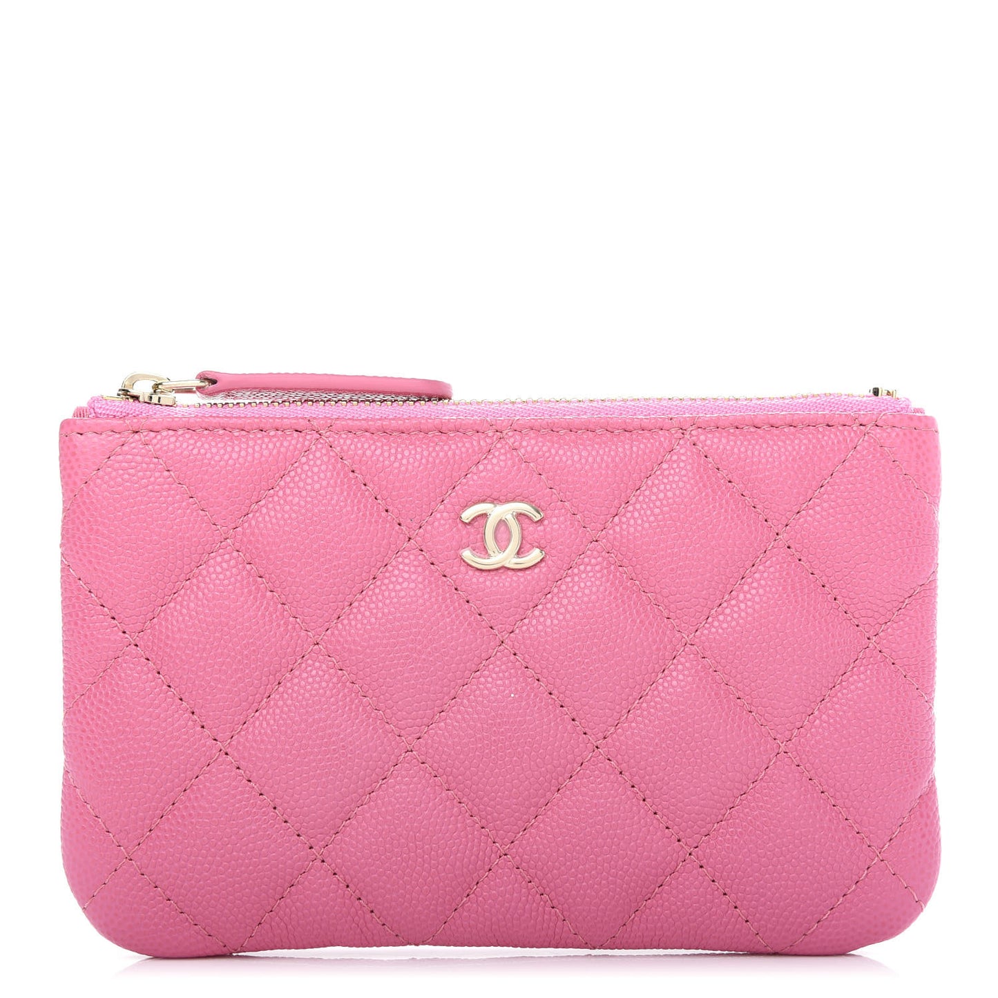 Caviar Quilted Small Cosmetic Case Pink