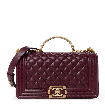 Chanel Caviar Quilted Medium Top Handle Boy Flap Burgundy 1 of 12