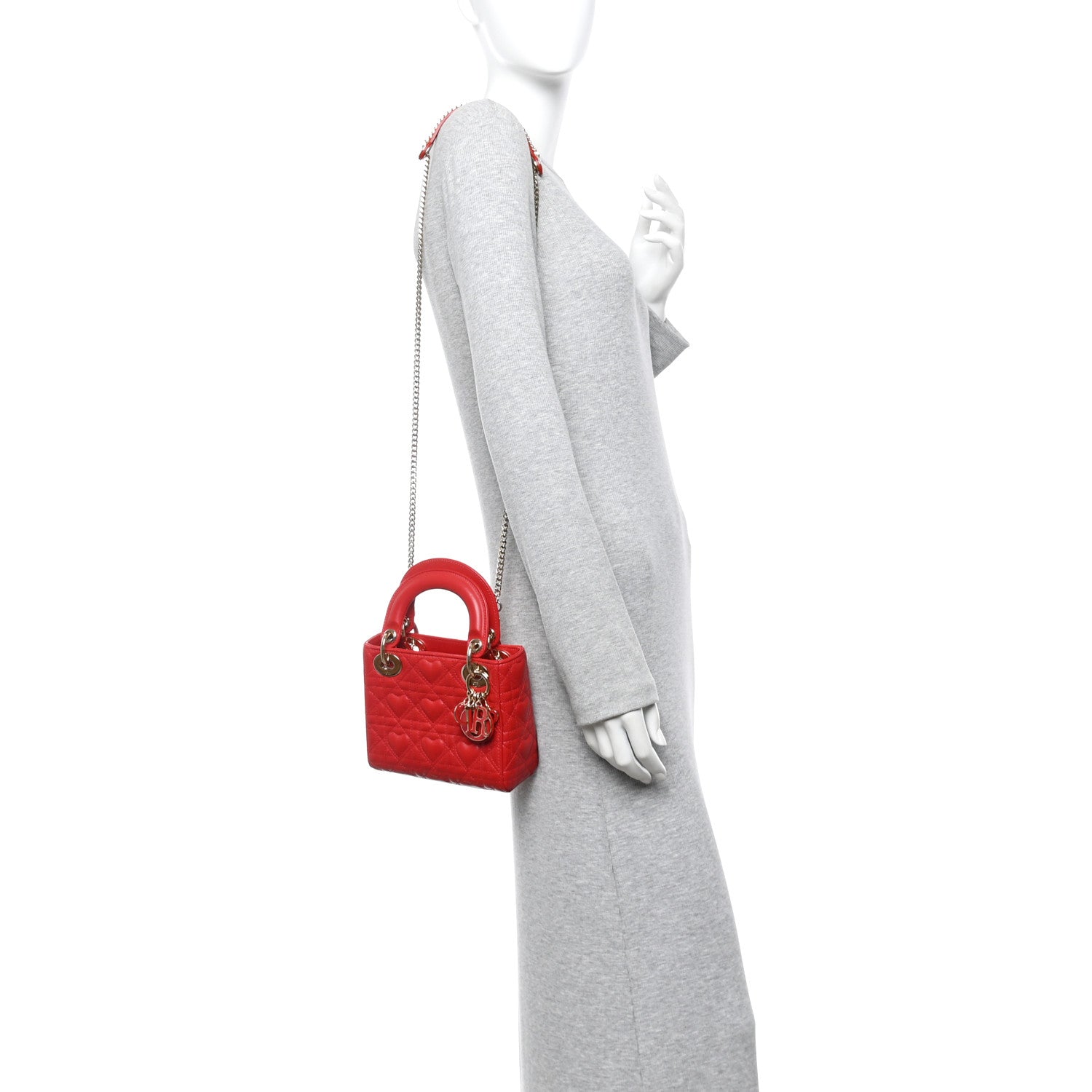 Christian Dior Calfskin Cannage Dioramour Mini Lady Dior Bag Bright Red 2 of 10