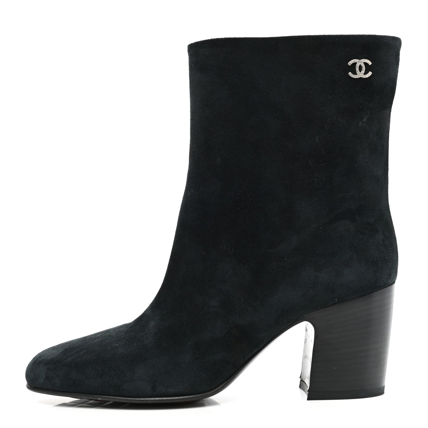 Chanel Suede Calfskin CC Short Boots 38.5 Black 1 of 11