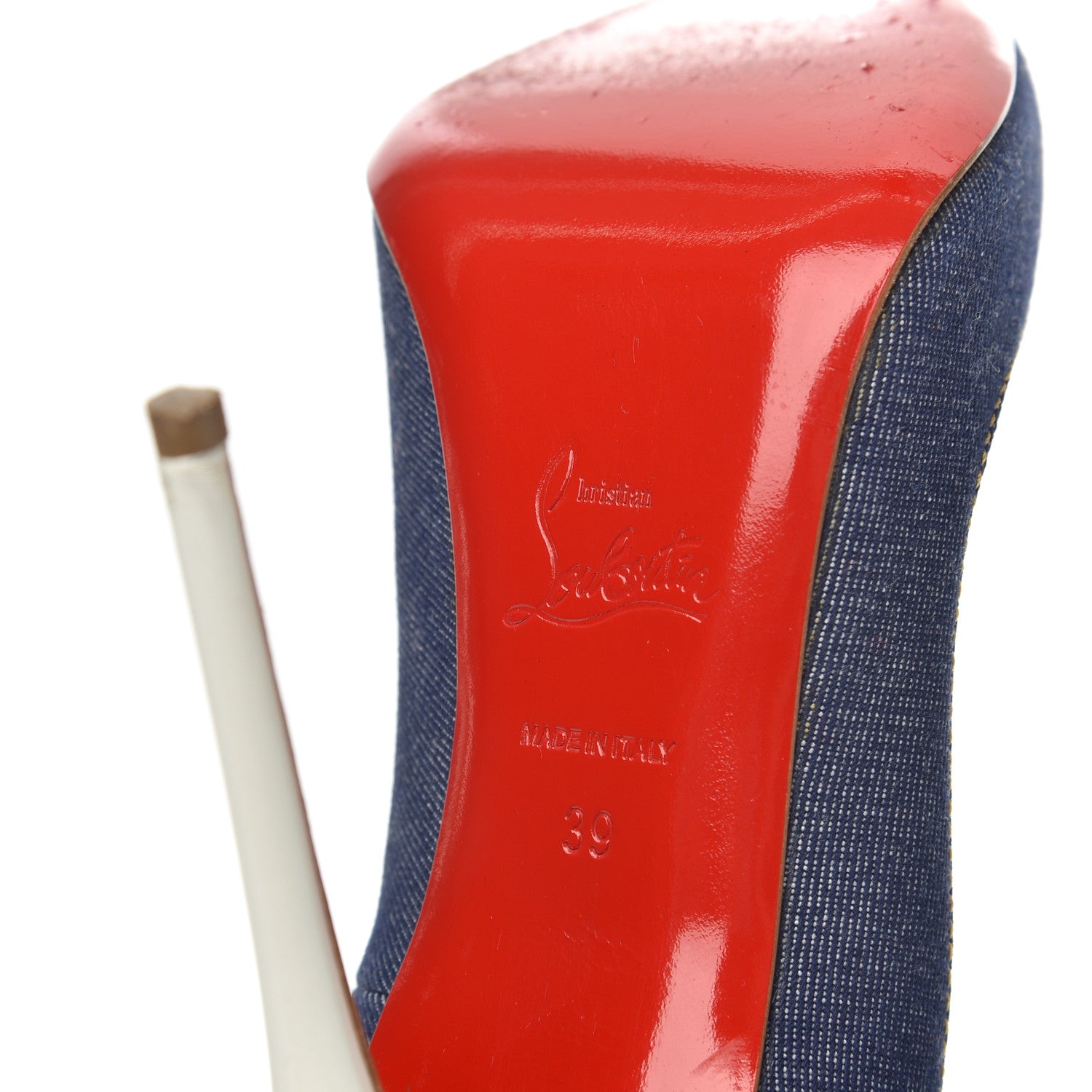 Christian Louboutin Denim Jazz Calf So Kate 120 Pumps 37.5 Blue White 6 of 22