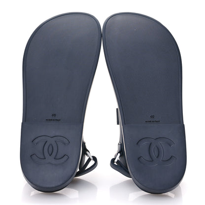 Chanel Rubber CC Dad Sandals 40 Navy 6 of 9