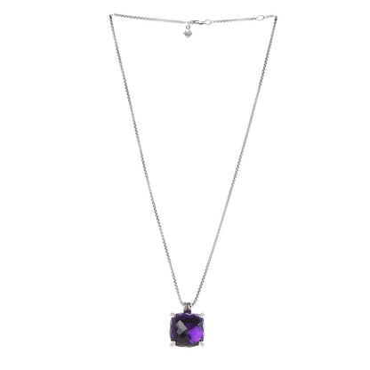 David Yurman Sterling Silver Diamond Amethyst 20mm Chatelaine Pendant Necklace 3 of 7