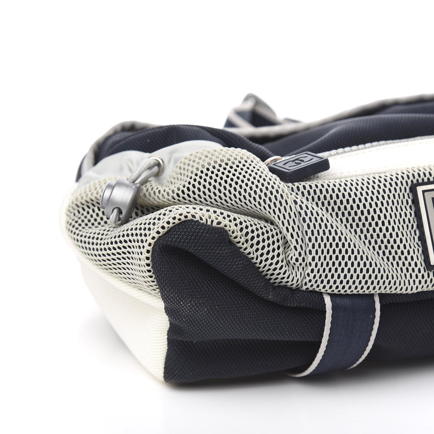 Nylon Mesh Sport Belt Bag Navy White
