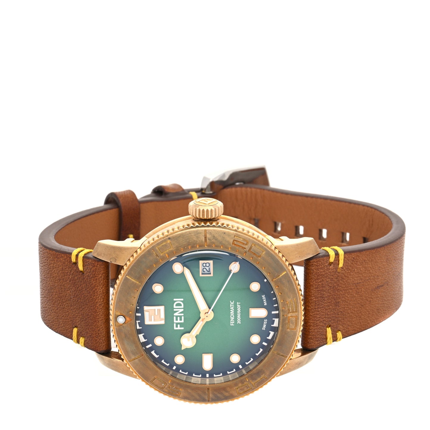 Stainless Steel Bronze Calfskin 42mm Aqua Diver Automatic Watch Green
