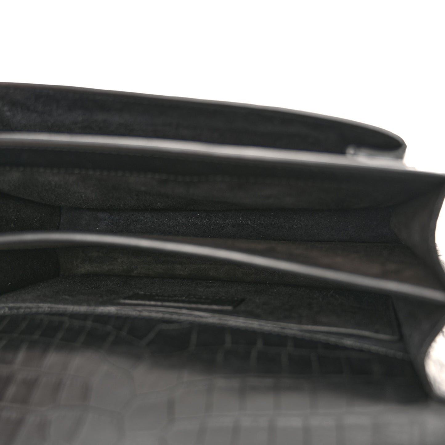 Calfskin Crocodile Embossed Medium Monogram Sunset Black