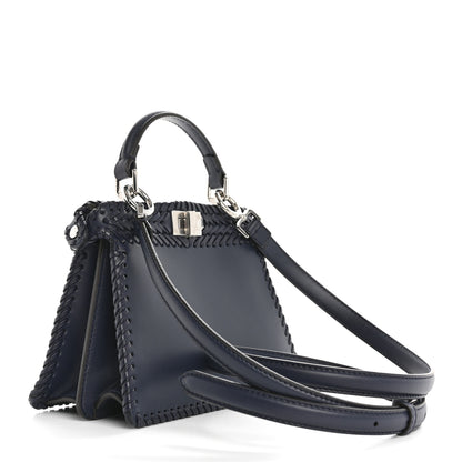 Fendi Vitello King Shiny Nappa Intreccio Petite Peekaboo I SEE U Satchel Midnight 3 of 12