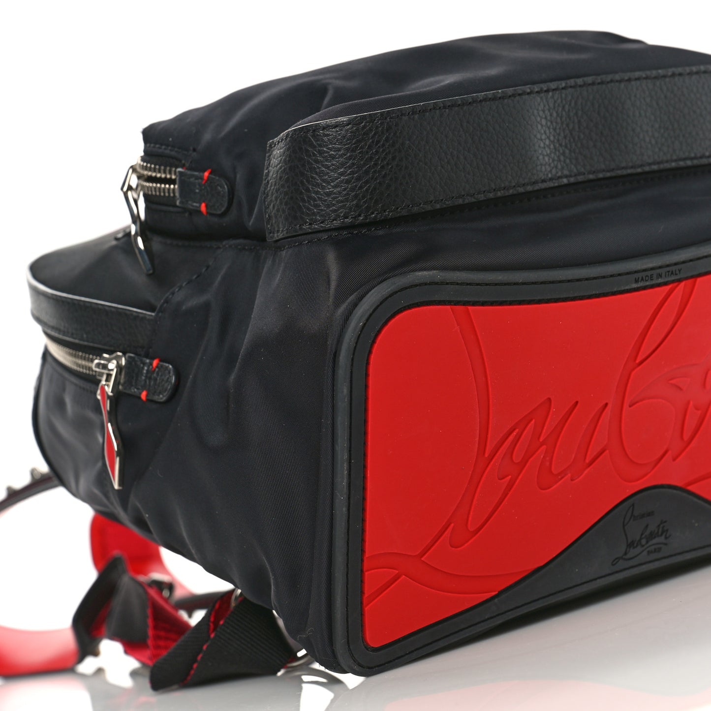 Nylon Calfskin Love Small Backloubi Backpack Black