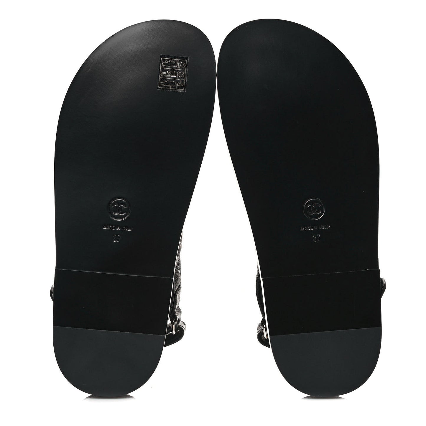 Grained Calfskin Velcro Dad Sandals 37 Black