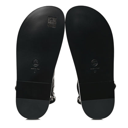 Chanel Grained Calfskin Velcro Dad Sandals 37 Black 5 of 10