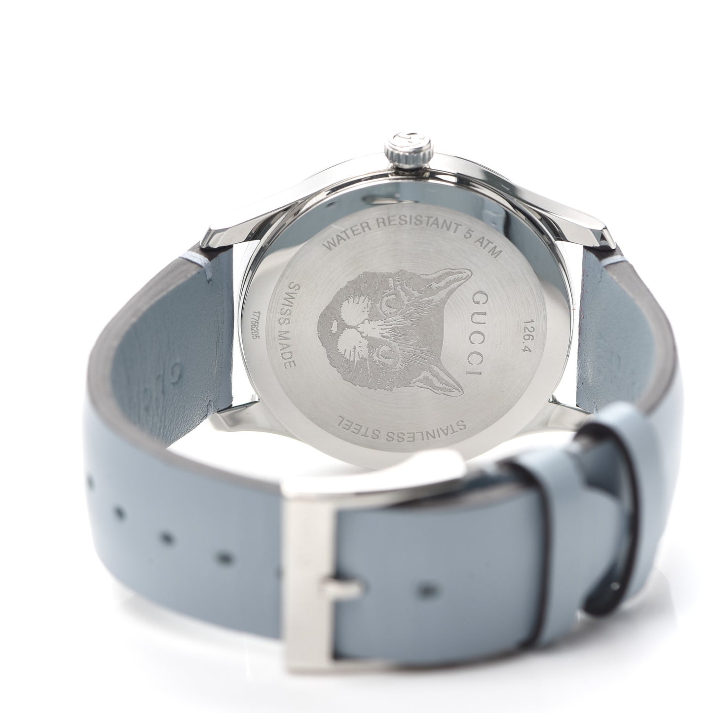 Stainless Steel Calfskin Blue Mother of Pearl 38mm G-Timeless Cat Quartz Watch