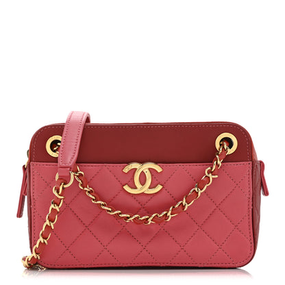 Chanel Goatskin Quilted Small In & Out Camera Case Pink Red 1 of 10