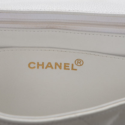 Chanel Caviar Quilted Medium Single Flap White 6 of 10