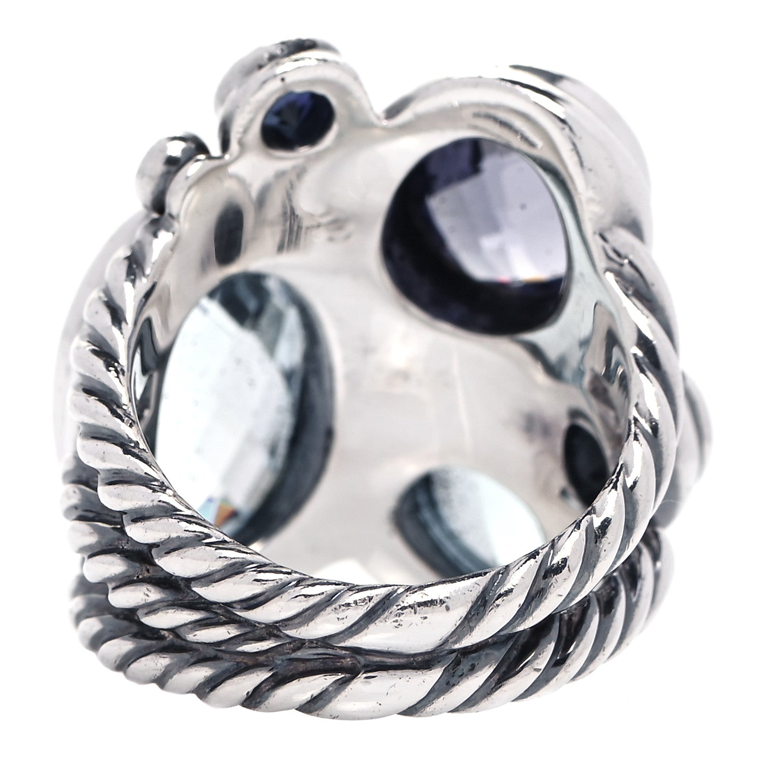 David Yurman Sterling Silver Blue Topaz Hampton Blue Topaz Iolite Diamond Mosaic Ring 51 5.75 3 of 5