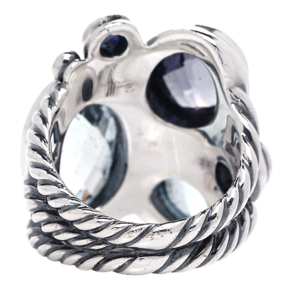 David Yurman Sterling Silver Blue Topaz Hampton Blue Topaz Iolite Diamond Mosaic Ring 51 5.75 3 of 5