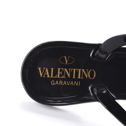 Valentino Garavani PVC Jelly Rockstud Bow Thong Sandals 36 Black 7 of 8