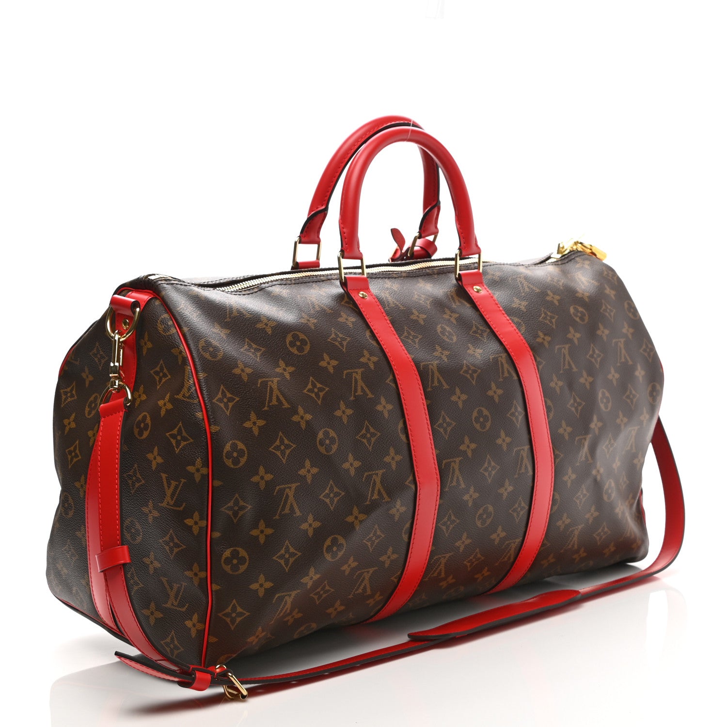 Louis Vuitton Calfskin Monogram Keepall Bandouliere 50 Coquelicot 3 of 9
