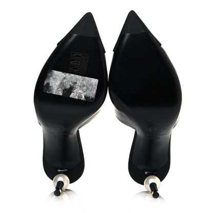 Chanel Goatskin Grosgrain Cap Toe Pearl Mule 35.5 Black 6 of 9