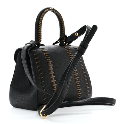 Delvaux Crispy Calfskin Tribal Stitch Mini Brillant Satchel Black Bronze 4 of 19