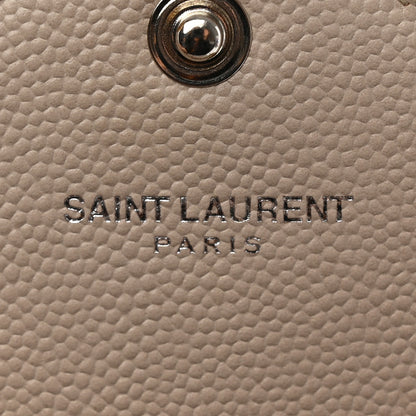Saint Laurent Grain De Poudre Matelasse Chevron Monogram Envelope Chain Wallet Dark Beige 6 of 16
