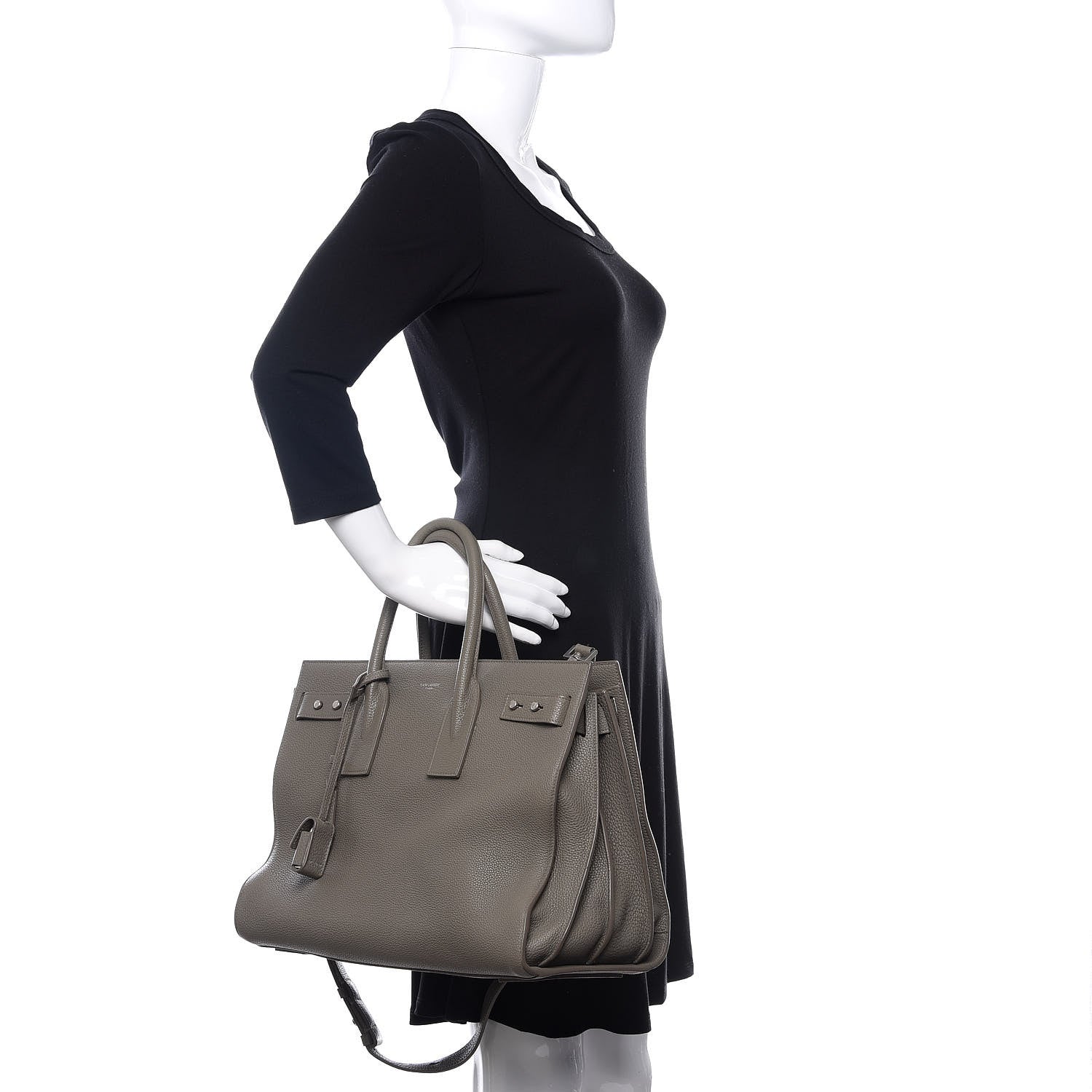 Saint Laurent Grained Calfskin Medium Supple Sac De Jour Kaki Militaire 5 of 12