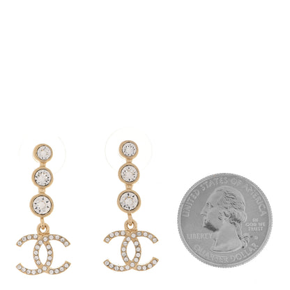 Chanel Crystal CC Drop Earrings Gold 2 of 5