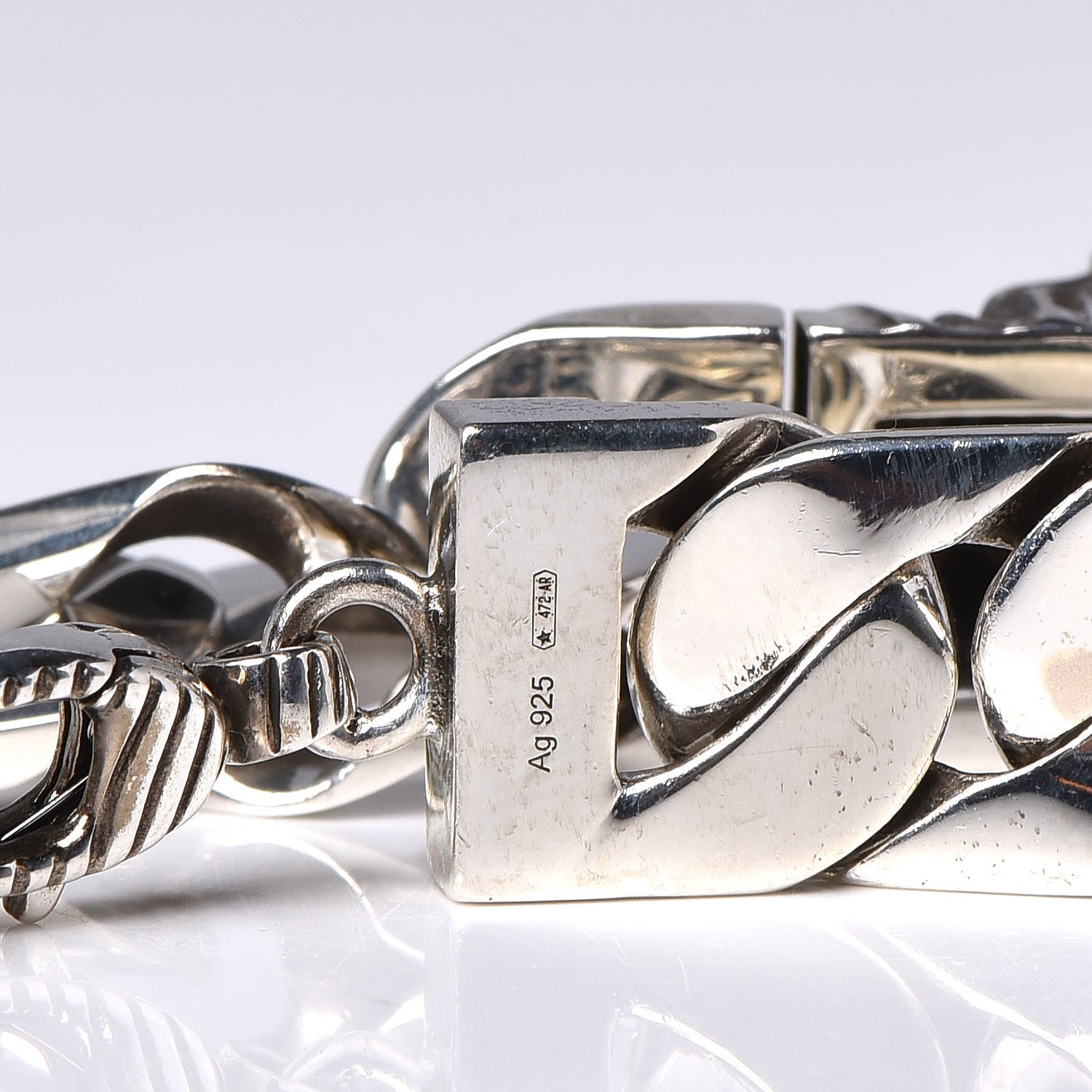 Gucci Sterling Silver Tiger Head Motif Gourmette Bracelet 4 of 6