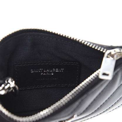 Saint Laurent Calfskin Matelasse Monogram Key Pouch Black 9 of 11