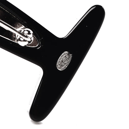 Chanel Resin Pearl CC Airplane Brooch Black White 4 of 4