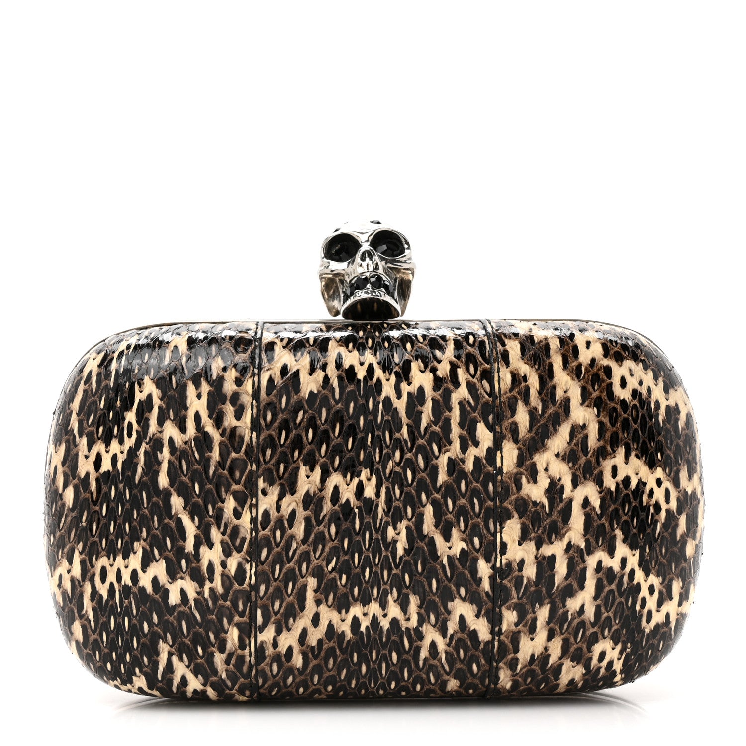 Alexander McQueen Snakeskin Skull Box Clutch Brown 1 of 10