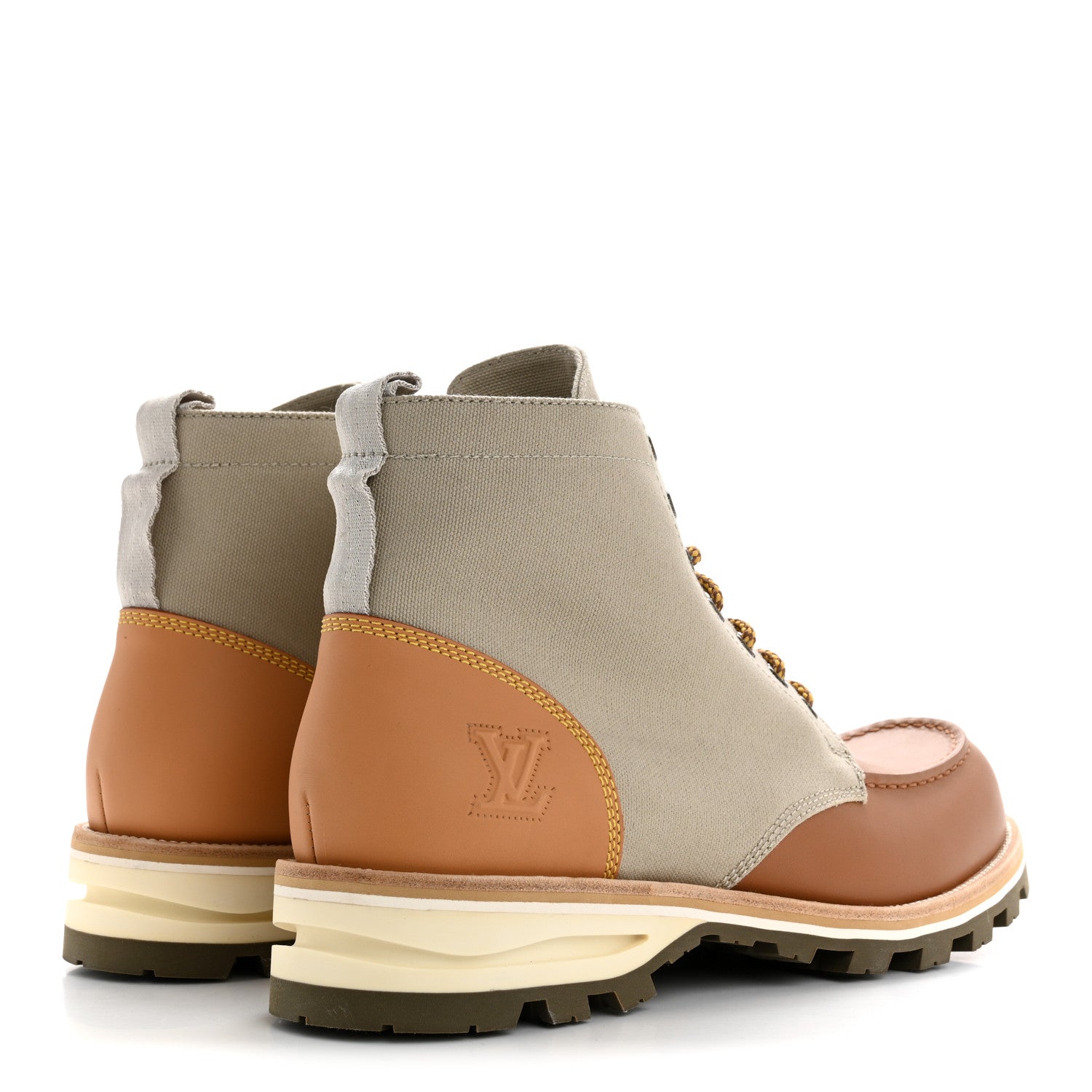 Louis Vuitton Canvas Calfskin Mens Hinterland Boots 10 Beige Tan 5 of 10