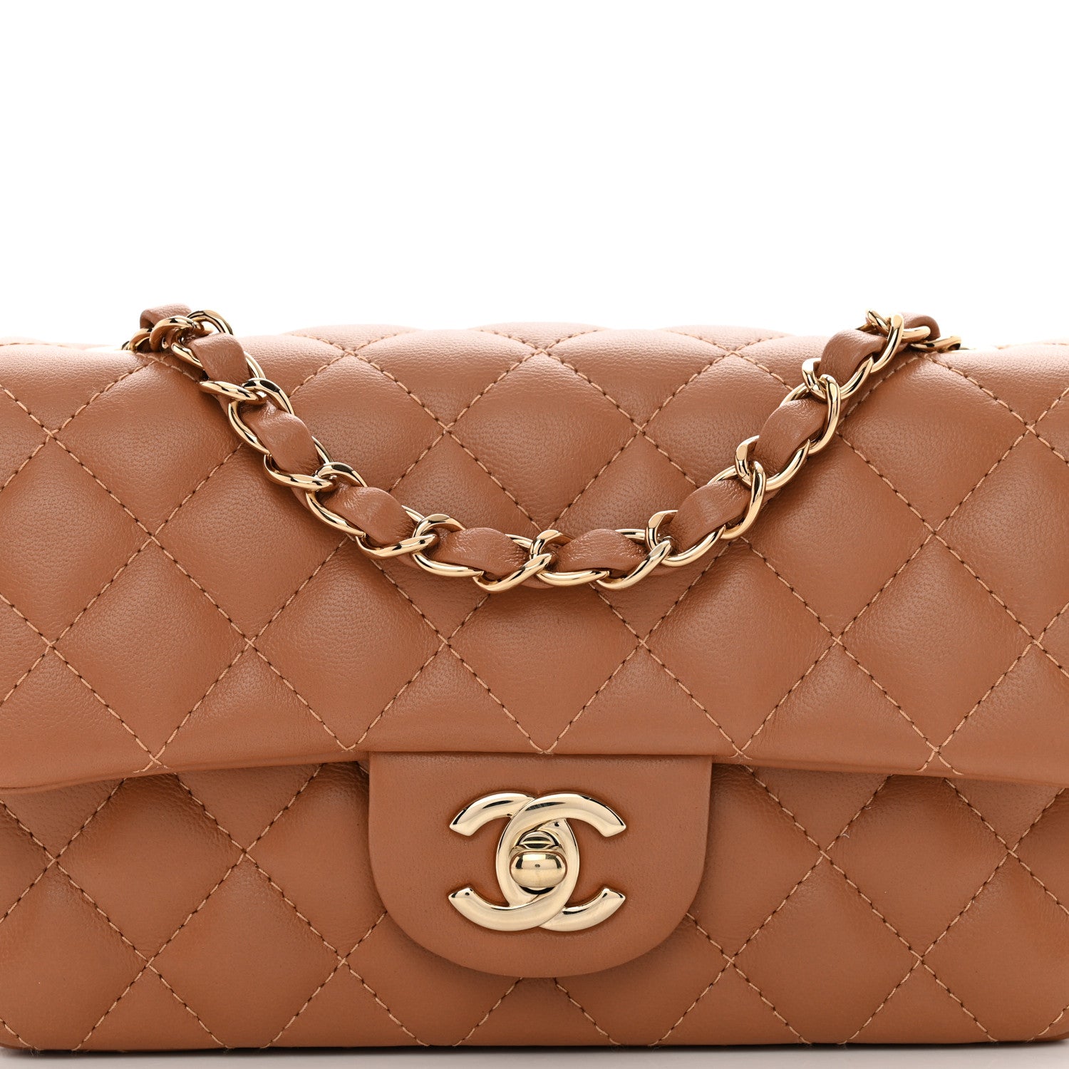 Chanel Lambskin Quilted Mini Rectangular Flap Brown 8 of 10